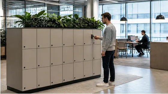 Toegangscontrole lockers voor flexkantoren — een praktijkopstelling met smart lockers voor 2026