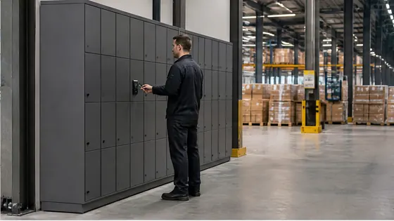 Toegangscontrole lockers voor logistieke centra — een praktijkopstelling met smart lockers voor 2026